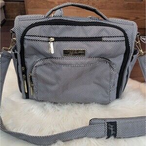 Jujube BFF Chromatics Black and White Chevron Diaper Breast Pump Bag Backpack